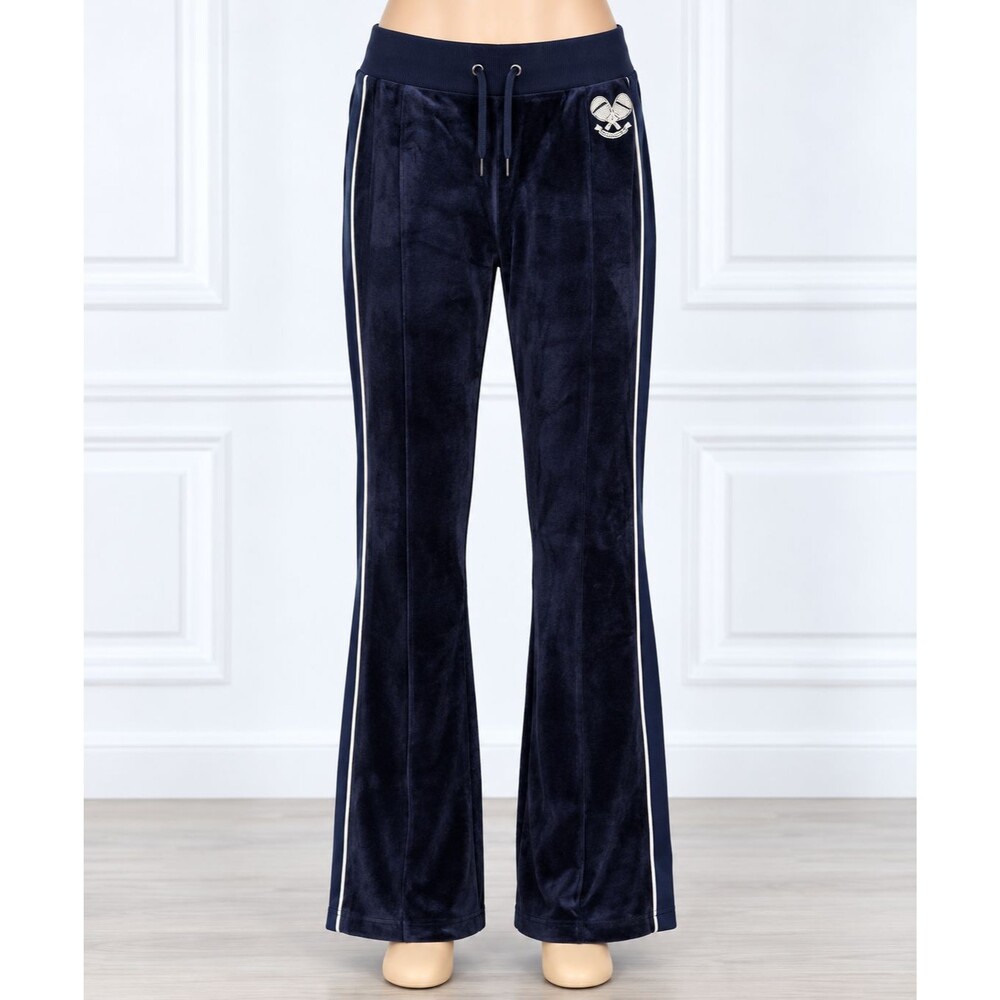Juicy Couture Womens Velour Track Pants XXL Navy Blue Flare Leg NWT